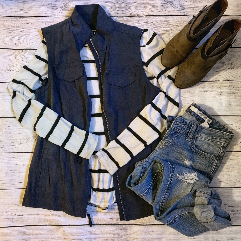 Navy blue military style vest
